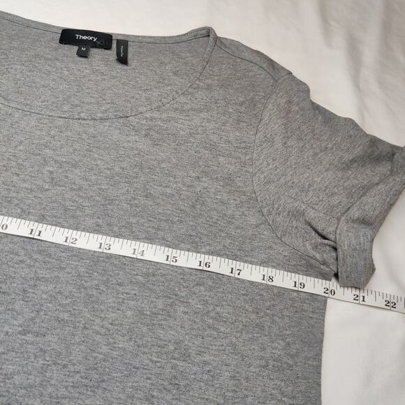 Theory Saydie Classic Gray Minimal Shirt Dress Shirttail Hem Medium Made in Peru - Picture 9 of 10